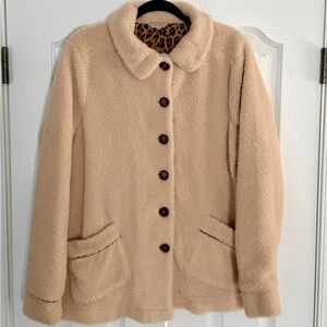 Wonderly Cream Teddy Jacket with Brown Buttons